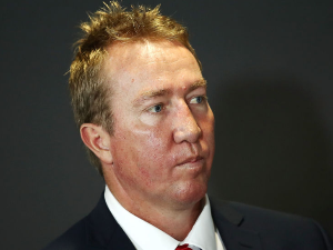 Sydney Roosters coach TRENT ROBINSON speaks to the media during the NRL Grand Final press conference at the SCG in Sydney, Australia.