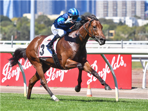 VINROCK winning the Sires' Produce Stakes at Flemington in Australia.