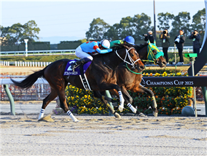 W HEART BOND (white cap) winning the Champions Cup at Chukyo in Japan.