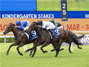 BLUE DOOR winning the WIDDEN KINDERGARTEN STAKES at Randwick in Australia.