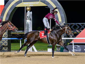 MAGNITUDE winning the Dubai World Cup at Meydan in Dubai, United Arab Emirates.