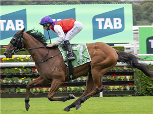 PROFOUNDLY winning the TAB ADRIAN KNOX STAKES at Royal Randwick in Australia.