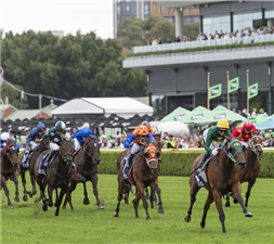 SHEZA ALIBI winning the Doncaster Mile