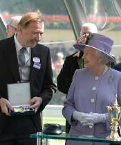 Dermot Weld and The Queen at Rite Of Passage Presentation after winning the Ascot Gold Cup