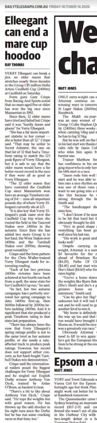 Daily Telegraph, published Friday 16th October 2020, Author, Ray Thomas, Page 69.
