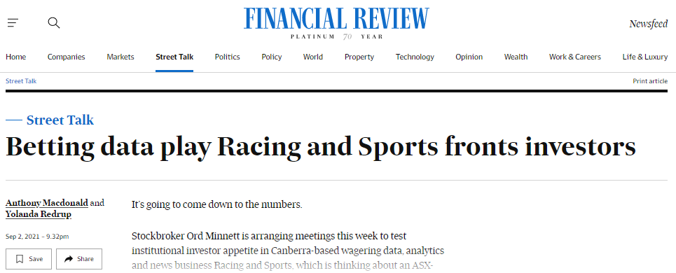 Article taken from 'The Australian Financial Review'.