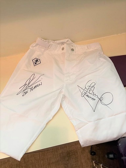 The Joao Moreira/Zac Purton pair of breeches going for auction