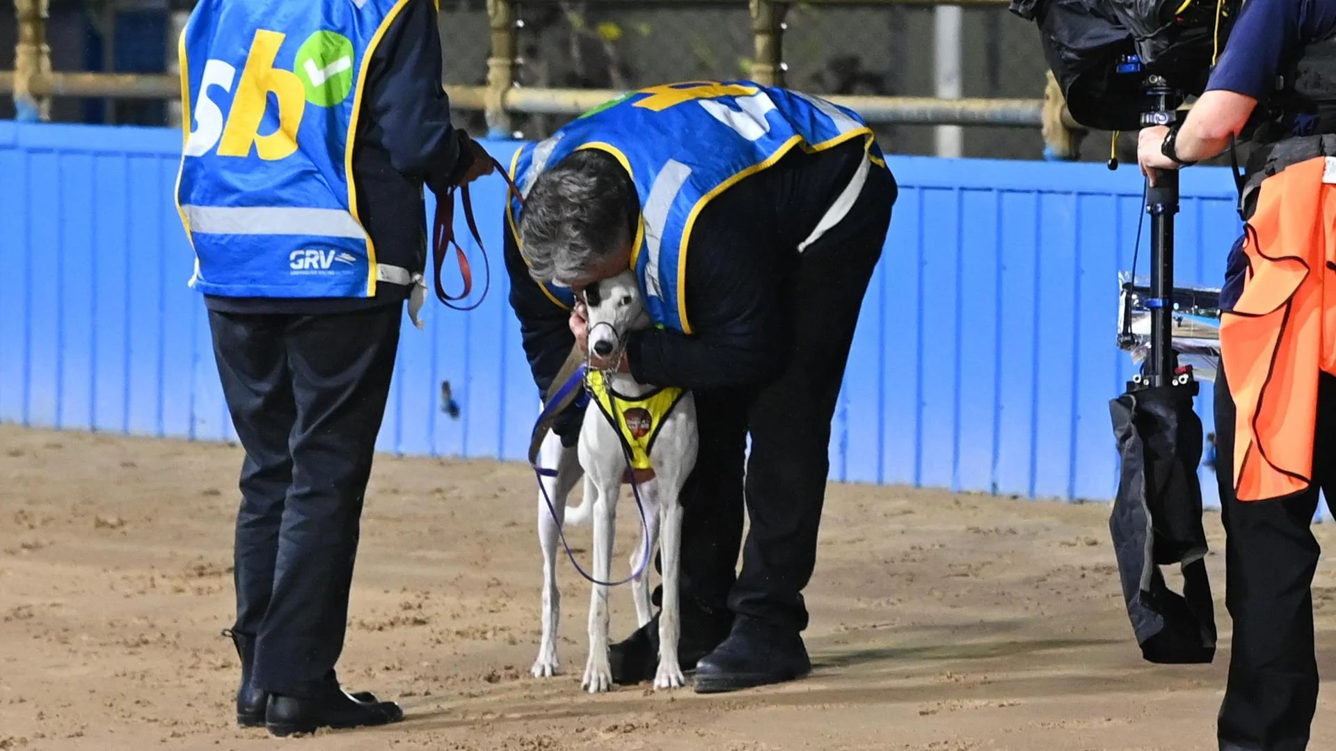 Peter Presutto embraces Without A Trace after last year’s Sportsbet Topgun Stayers.